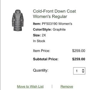 LLBean Cold-Front down coat, grey size 2X